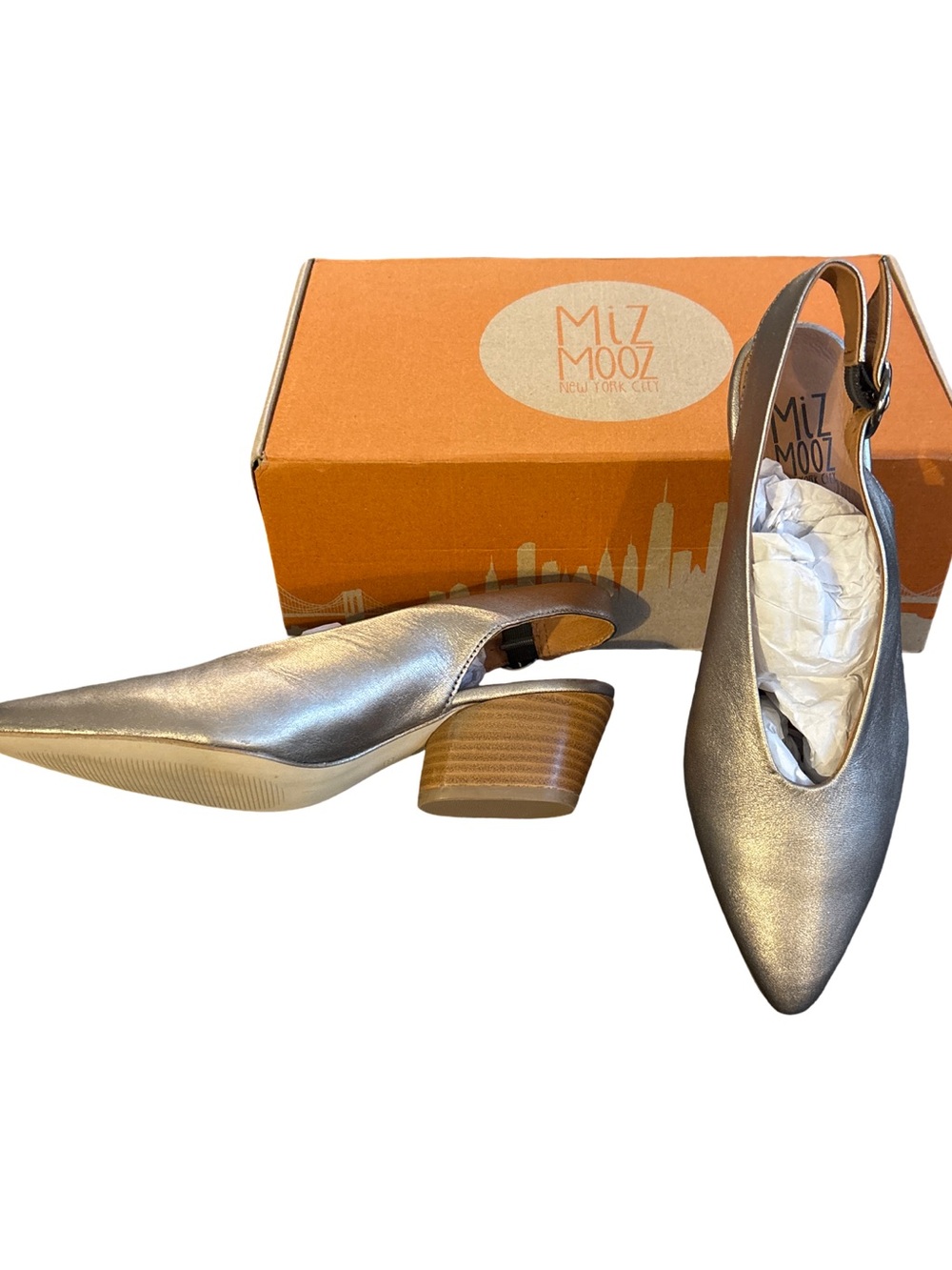 Miz Mooz Haven Silver Pointed Toe Slingback Pump